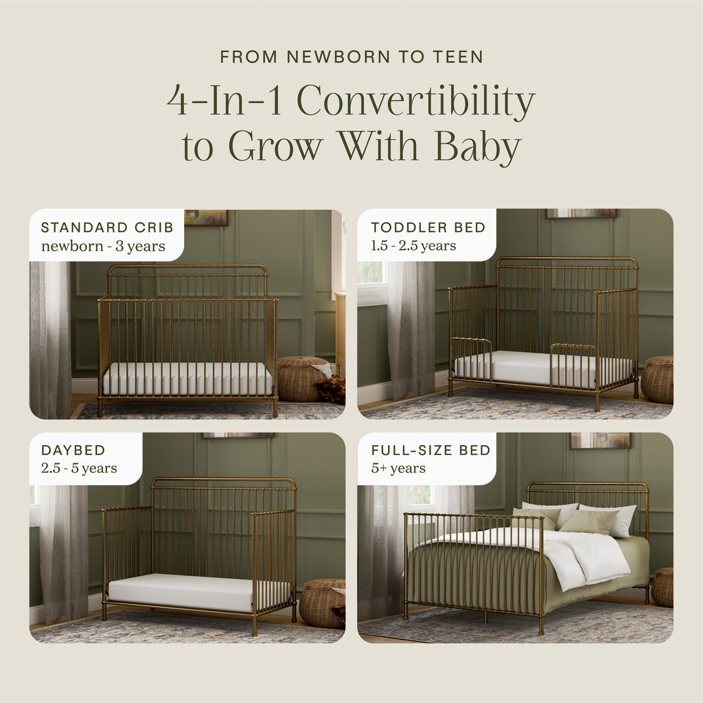 Winston 4-in-1 Convertible Crib in Vintage Gold