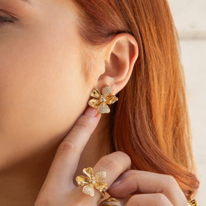 Fleur Diamond Stud Earrings - Jewelry - RUCHI New York