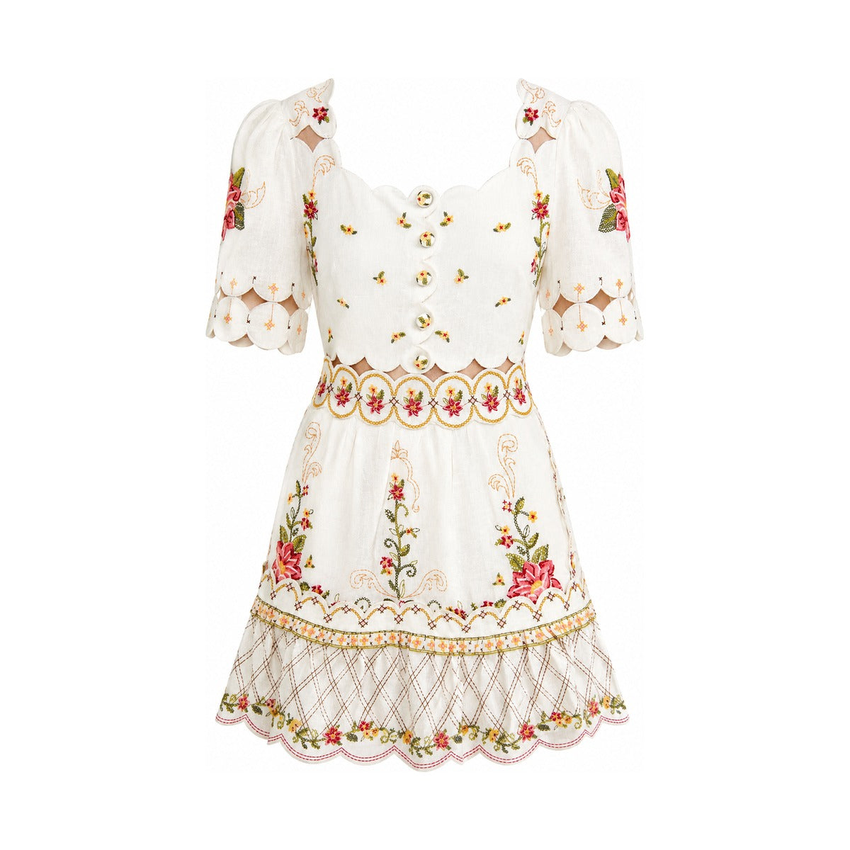 flower-embroidery-short-sleeve-mini-dress