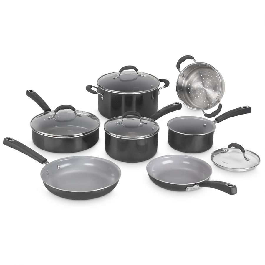 11-Piece Set Ceramica XT Nonstick Cookware in Black