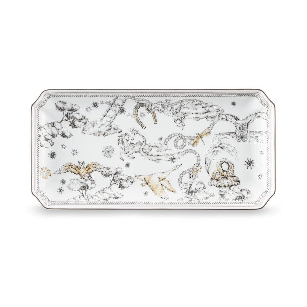 Fortunae Large Rectangular Tray with illustrated lucky charm motifs