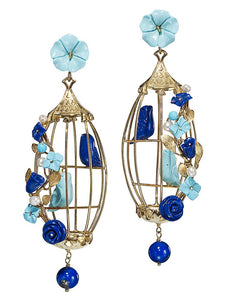 Lovebirds Earrings in Turquoise & Lapis
