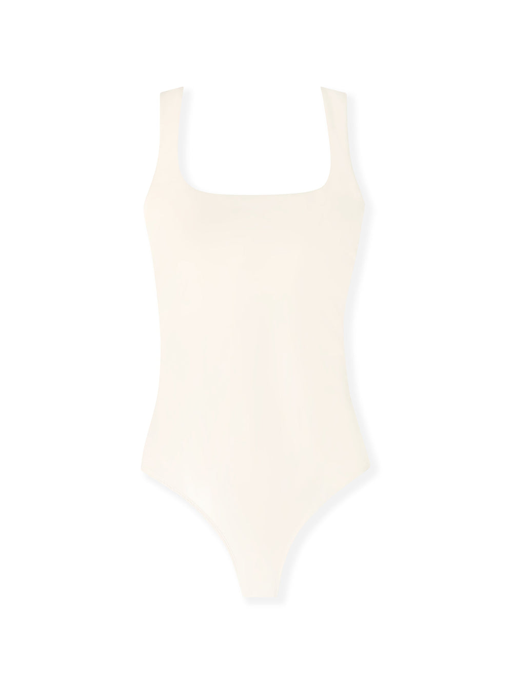 front of dreamsculpt square neck tank one piece swimsuit with tummy control fit on white background