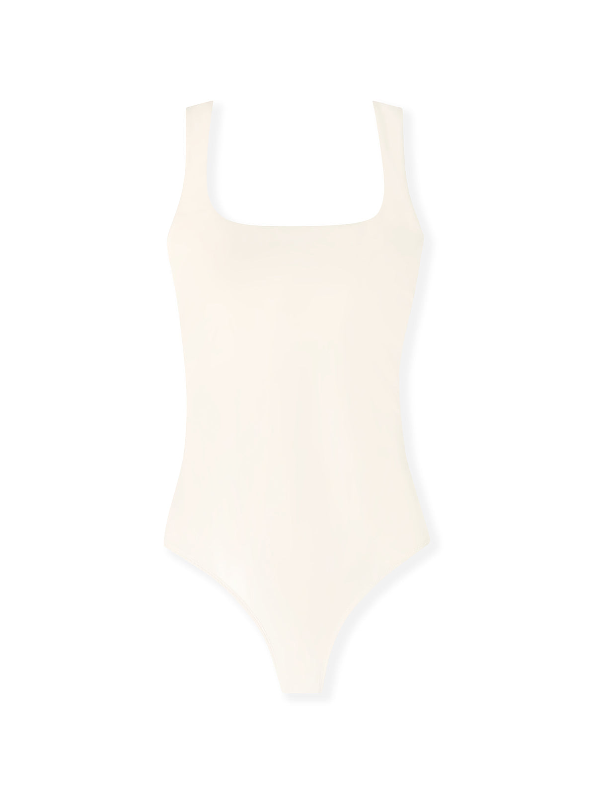 front of dreamsculpt square neck tank one piece swimsuit with tummy control fit on white background