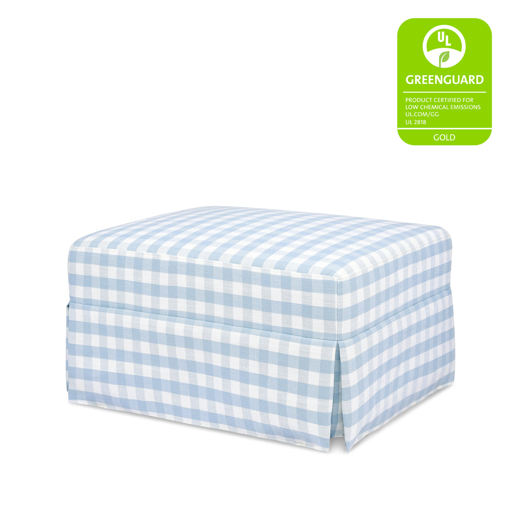Crawford Gliding Ottoman in Blue Gingham