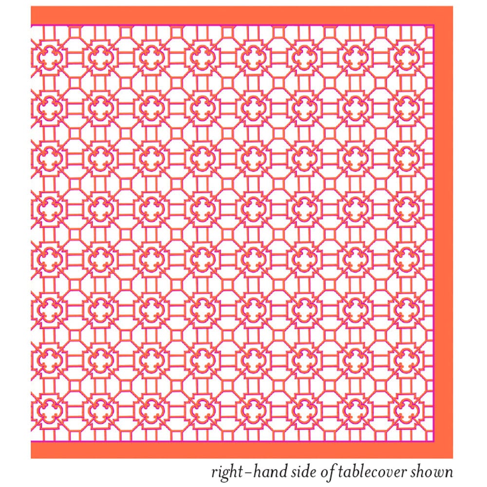 Garden Trellis Cloth Tablecover in Fuchsia & Orange