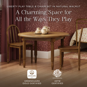 Liberty Play Table & Spindle Chairs Set in Natural Walnut