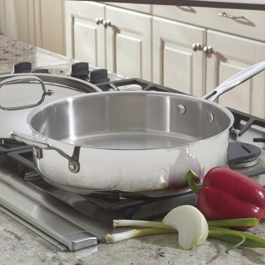 Chef's Classic™ Stainless 5.5 Quart Sauté Pan with Helper Handle & Cover in Stainless Steel