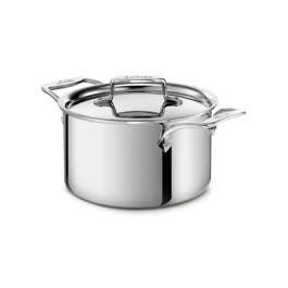 D5 Stainless Polished 5-ply Bonded Cookware; Soup Pot with lid; 4 quart