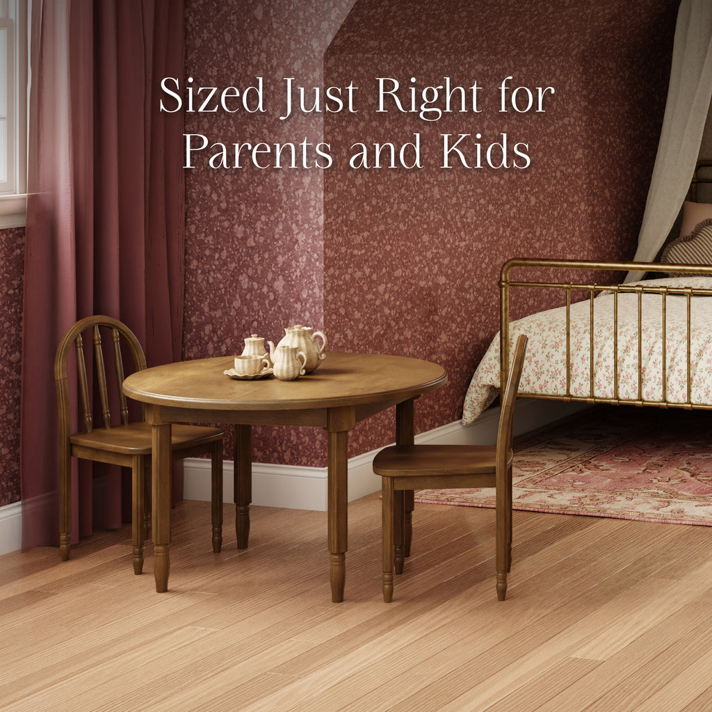 Liberty Play Table & Spindle Chairs Set in Natural Walnut