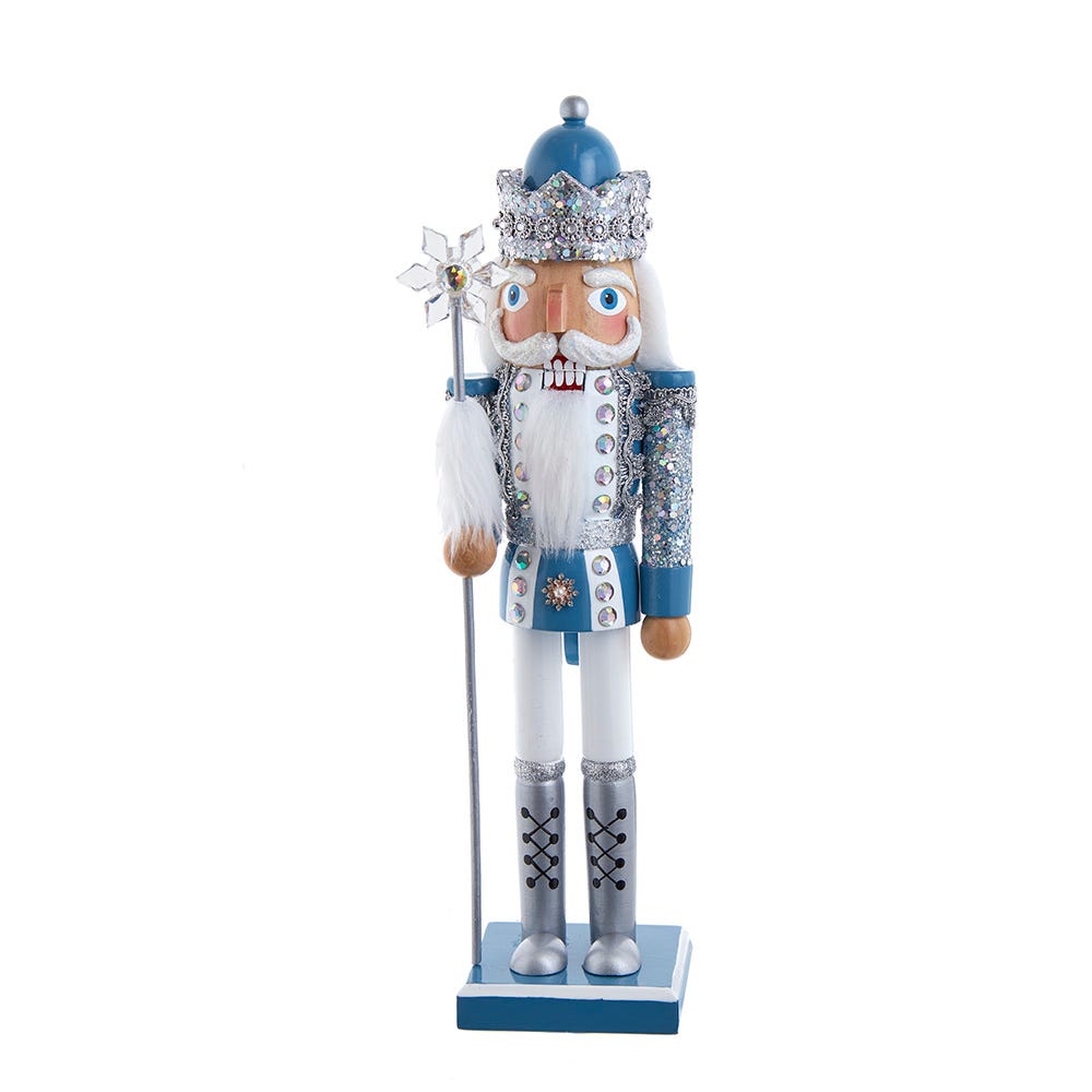 Wooden Blue and Platinum Nutcracker
