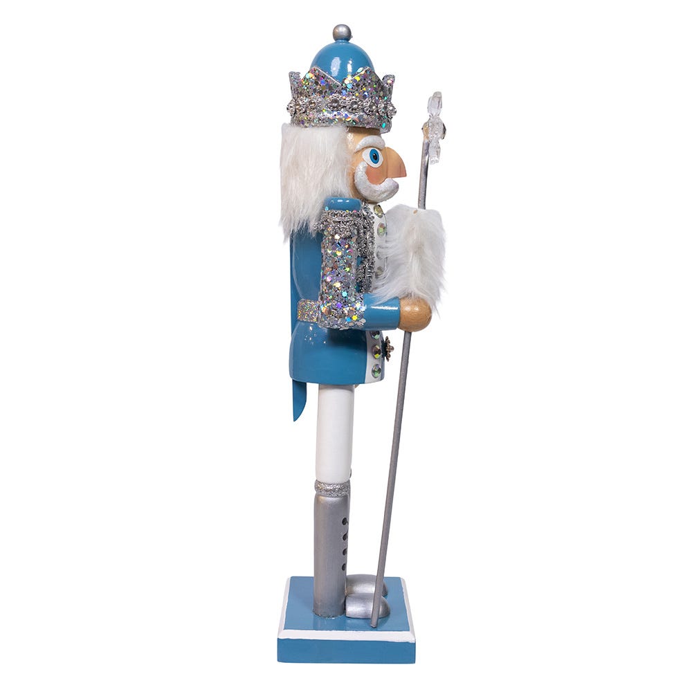 Wooden Blue and Platinum Nutcracker