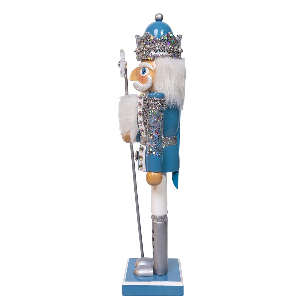 Wooden Blue and Platinum Nutcracker