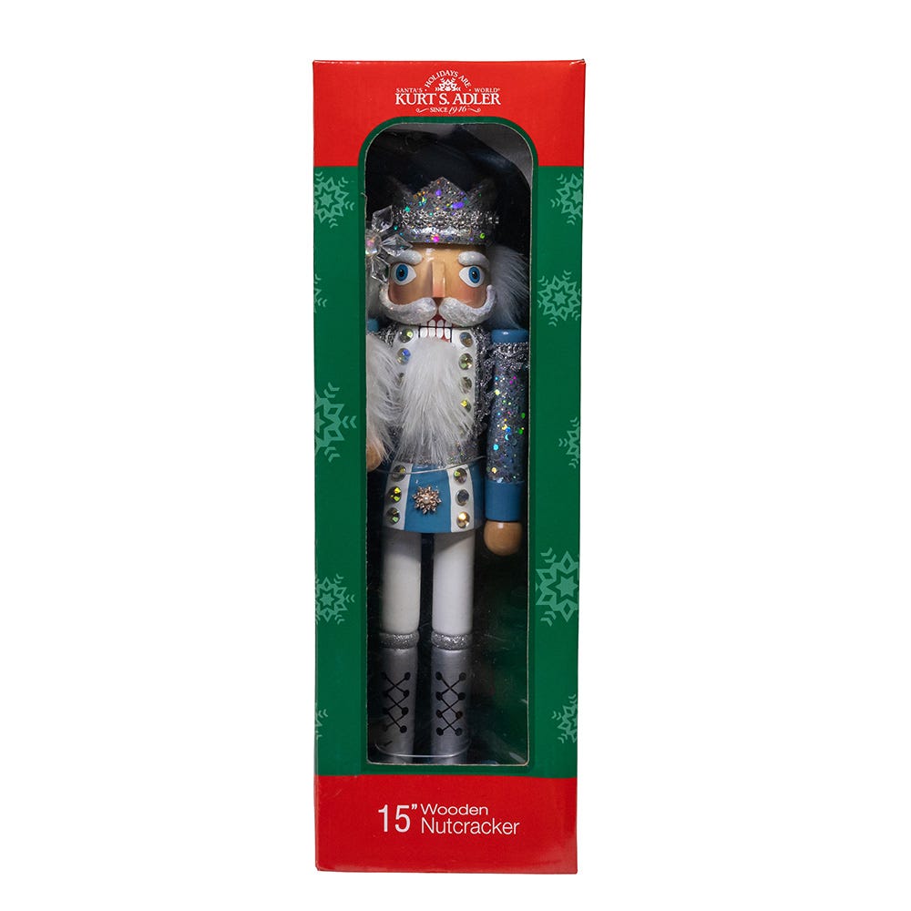 Wooden Blue and Platinum Nutcracker