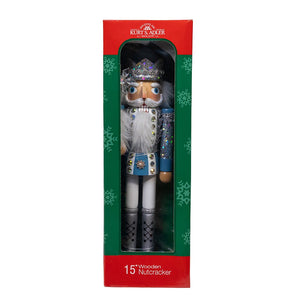 Wooden Blue and Platinum Nutcracker