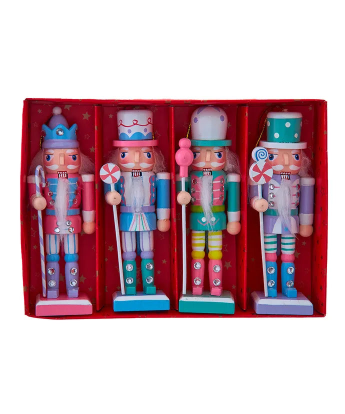 5" Candy Colored Nutcracker Ornaments, 4-Piece Set