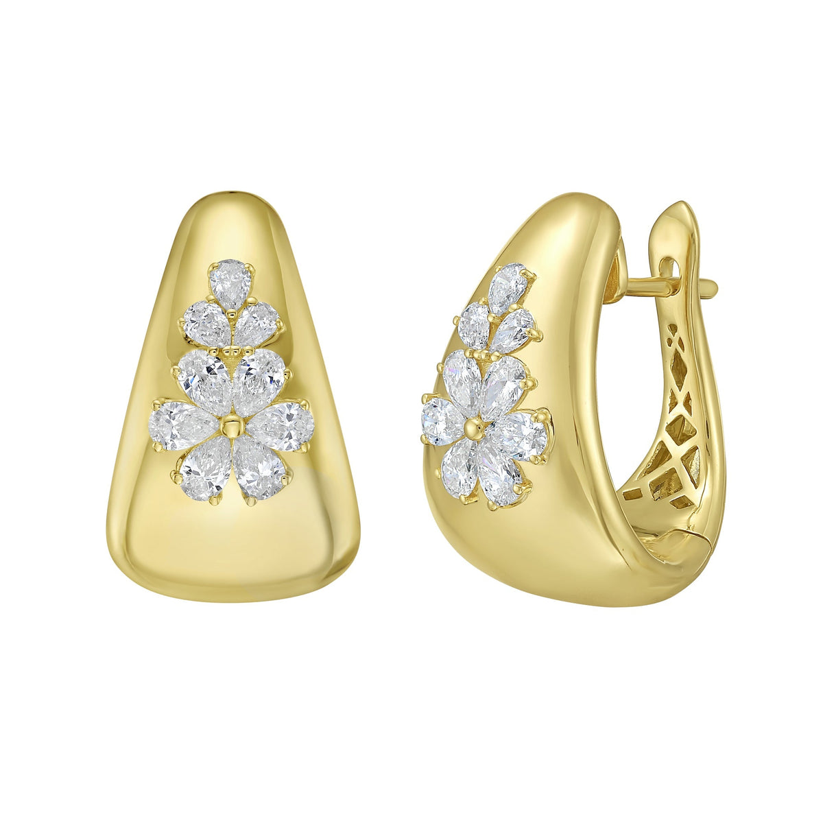 Gardenia Diamond Hoop Earrings - Jewelry - RUCHI New York
