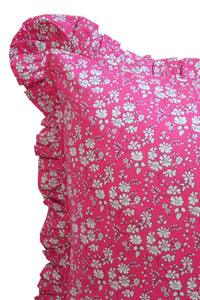 Gathered Edge Pillowcase made with Liberty Fabric CAPEL FUCHSIA - Coco & Wolf