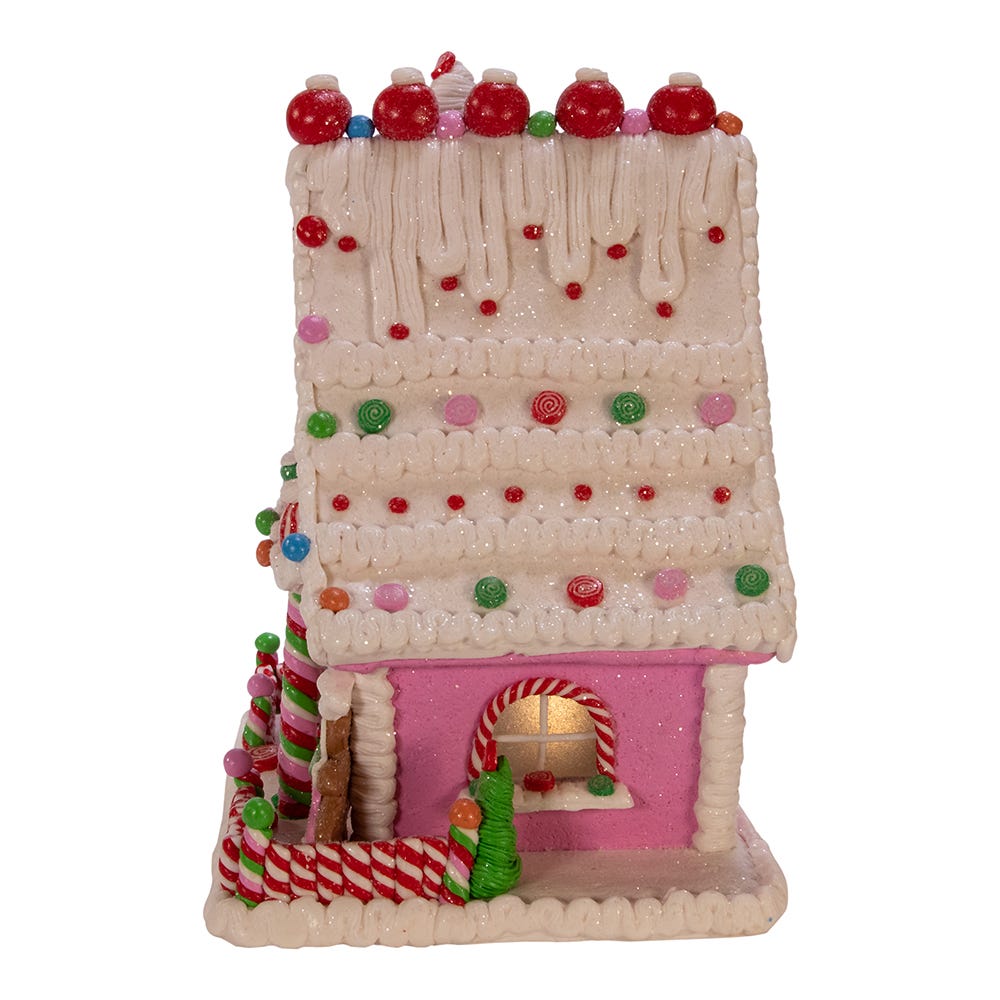 Pink Gingerbread House Table Piece
