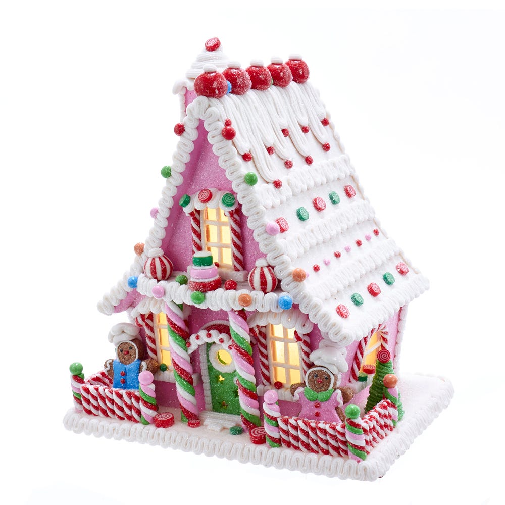 Pink Gingerbread House Table Piece