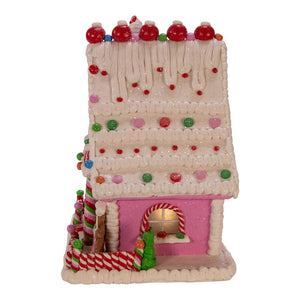 Pink Gingerbread House Table Piece