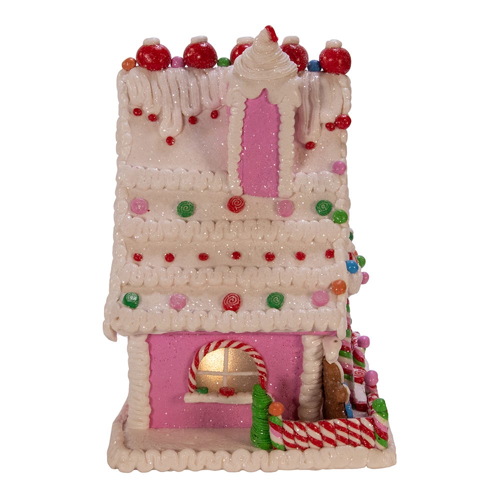 Pink Gingerbread House Table Piece