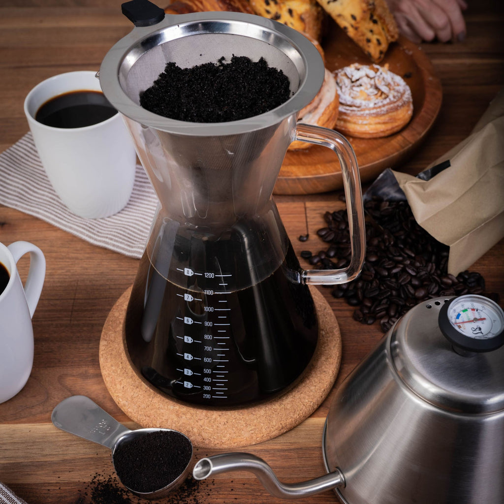 Glass Pour Over Carafe w/ Reusable Filter 1200ml