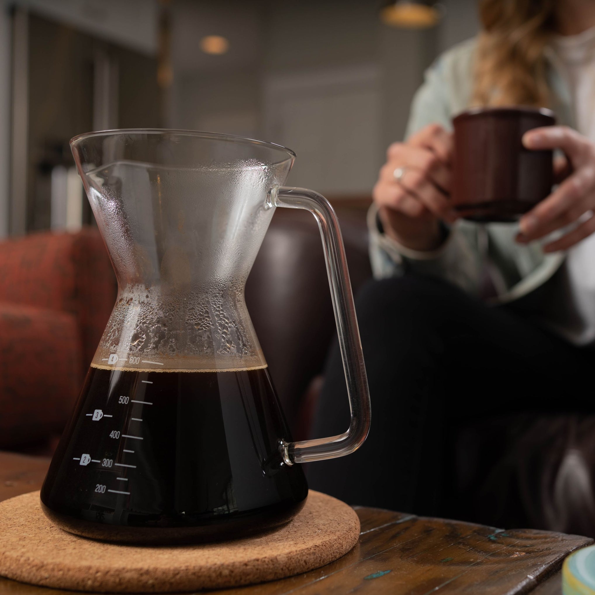Glass Pour Over Carafe w/ Reusable Filter 600ml