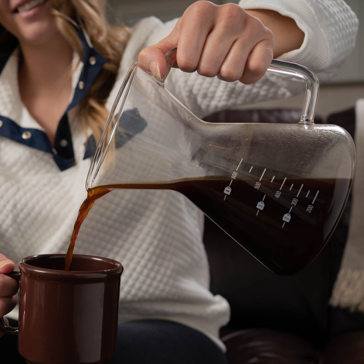 Glass Pour Over Carafe w/ Reusable Filter 600ml