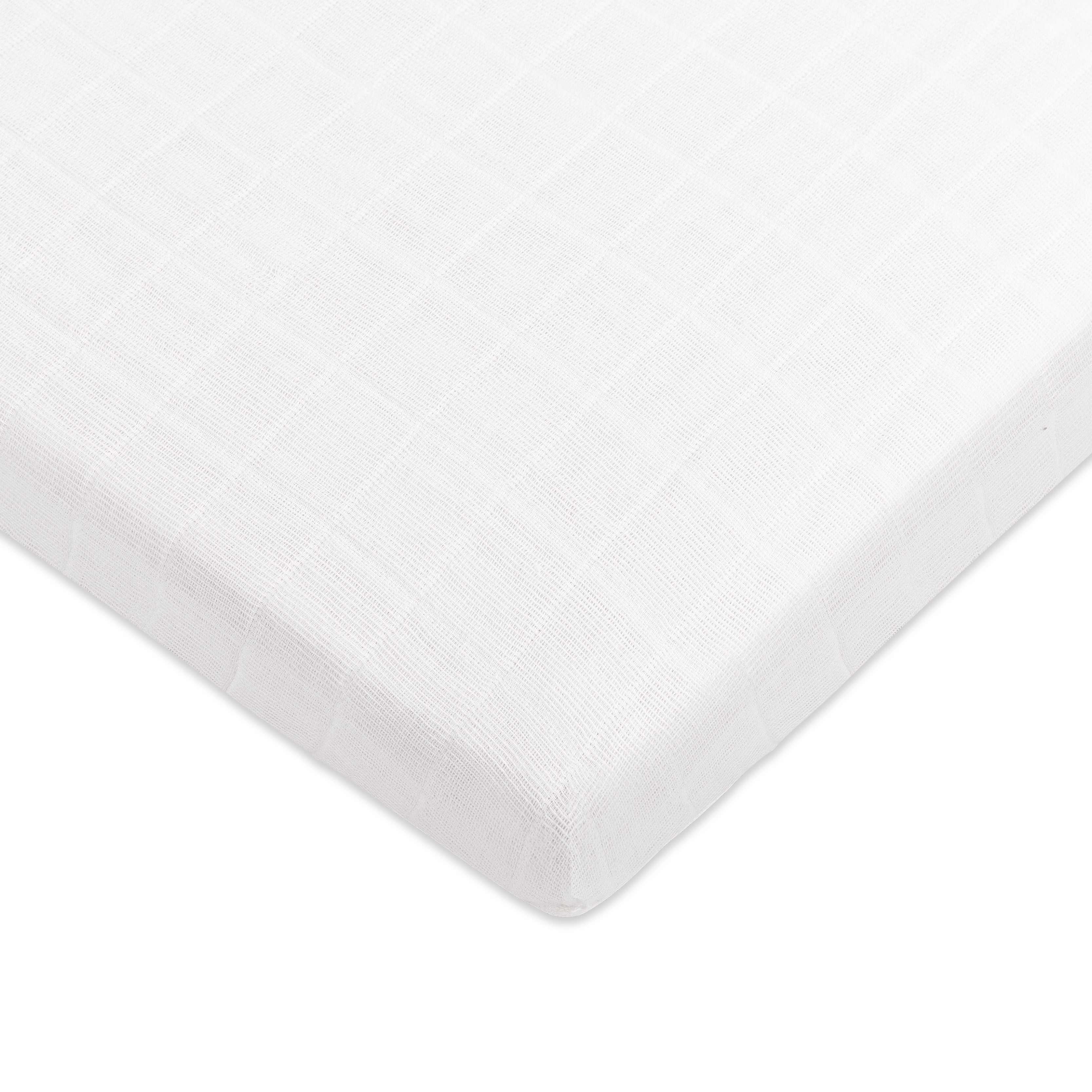 All-Stages Midi Crib Sheet in GOTS Certified Organic Muslin Cotton in White