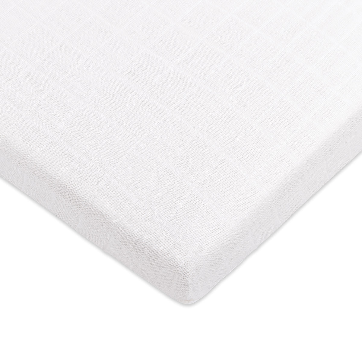 All-Stages Midi Crib Sheet in GOTS Certified Organic Muslin Cotton in White