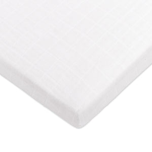 All-Stages Midi Crib Sheet in GOTS Certified Organic Muslin Cotton in White