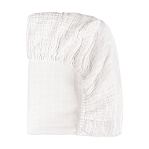 All-Stages Midi Crib Sheet in GOTS Certified Organic Muslin Cotton in White