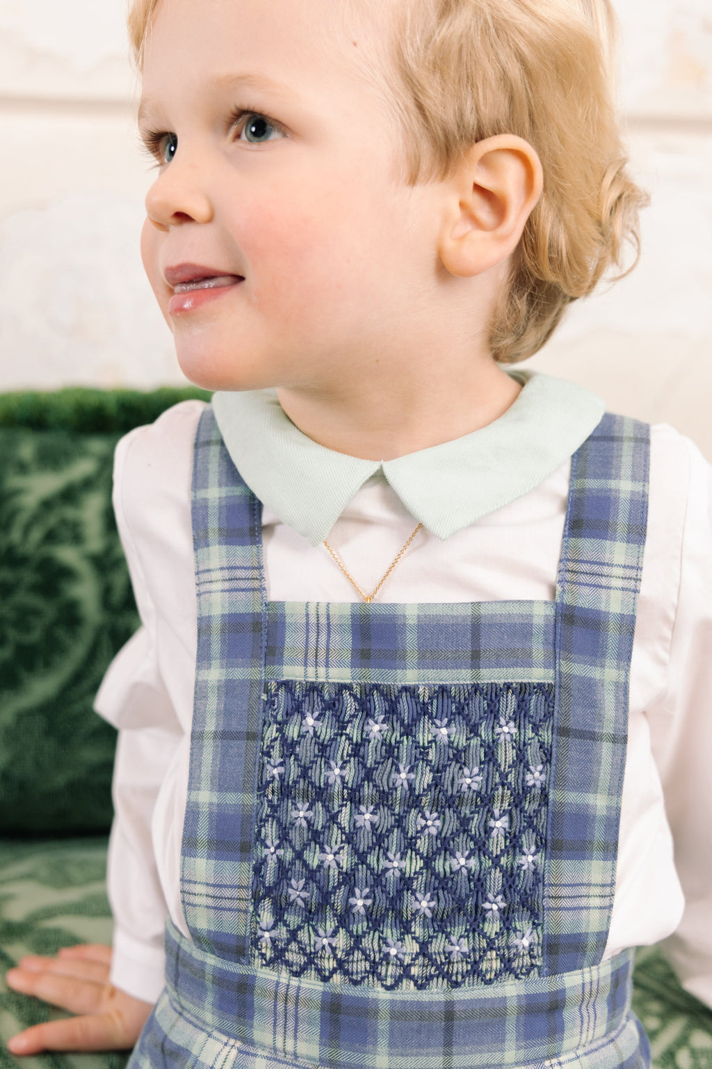 George Blue Tartan Overalls and Shirt