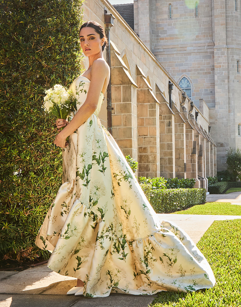 Georgiana Gown in Ivory & Green