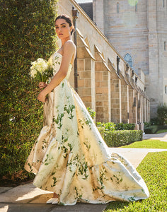 Georgiana Gown in Ivory & Green