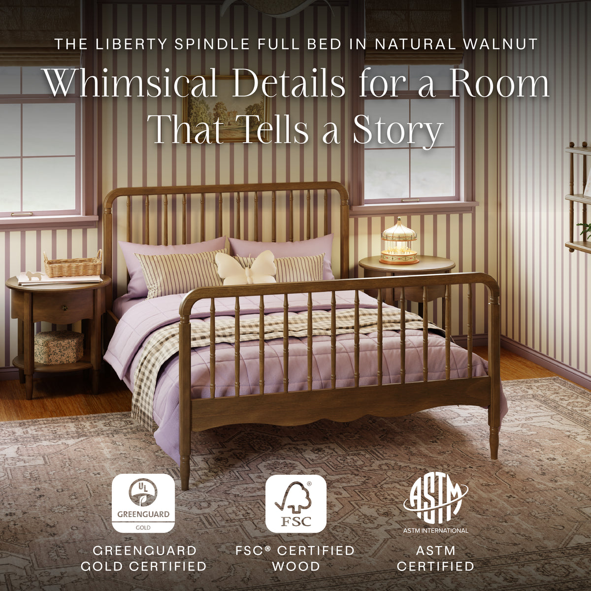 Liberty Spindle Full Bed in Natural Walnut