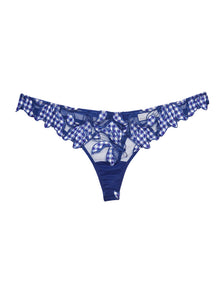 Lily Embroidery Hipster Thong in Starry Blue Gingham