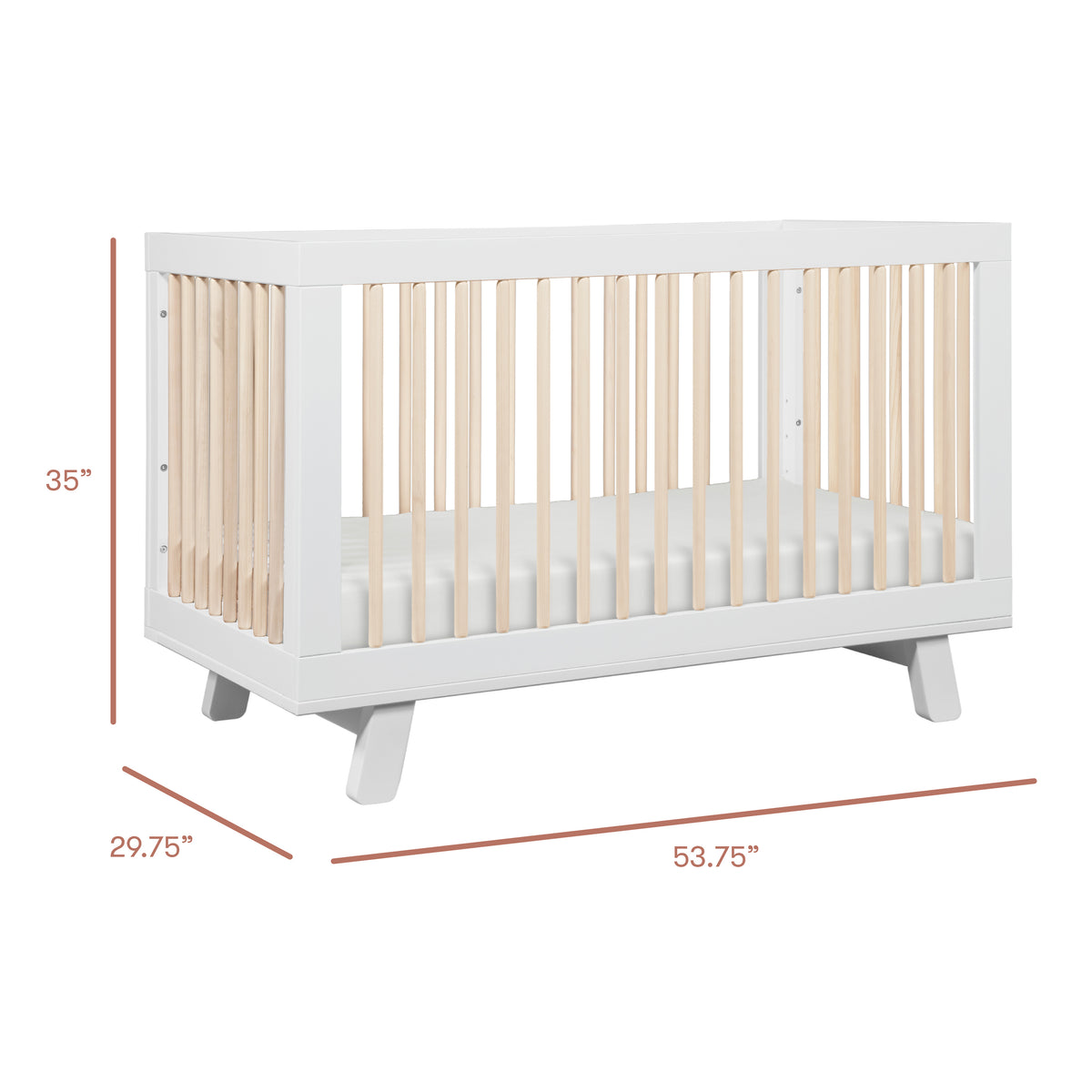 Hudson 3-in-1 Convertible Crib with Toddler Bed Conversion Kit in White & Washed Natural