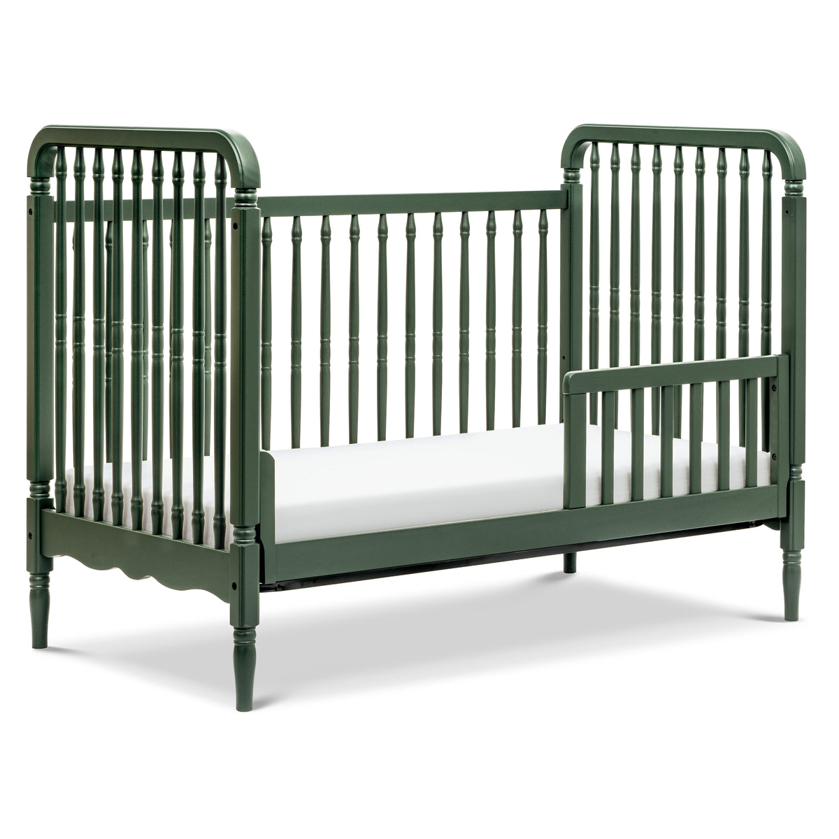 Liberty 3-in-1 Convertible Spindle Crib with Toddler Bed Conversion Kit in Forest Green