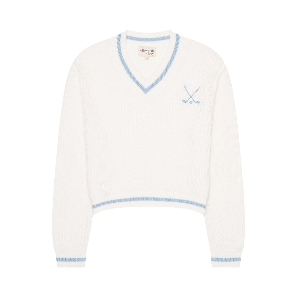 Golf Club Varsity Sweater in Light Blue