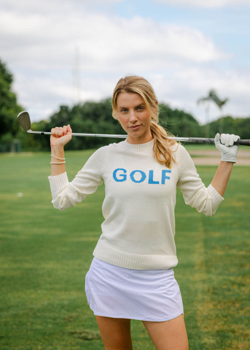 Classic Crew - Golf in Ivory and Cornflower