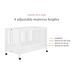 Maki Portable Folding Crib with Toddler Bed Conversion Kit in White