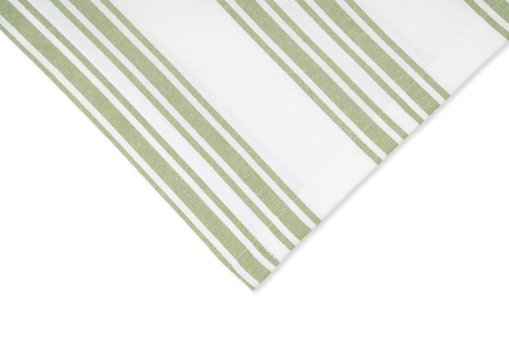 Green Stripe Cotton Tablecloth