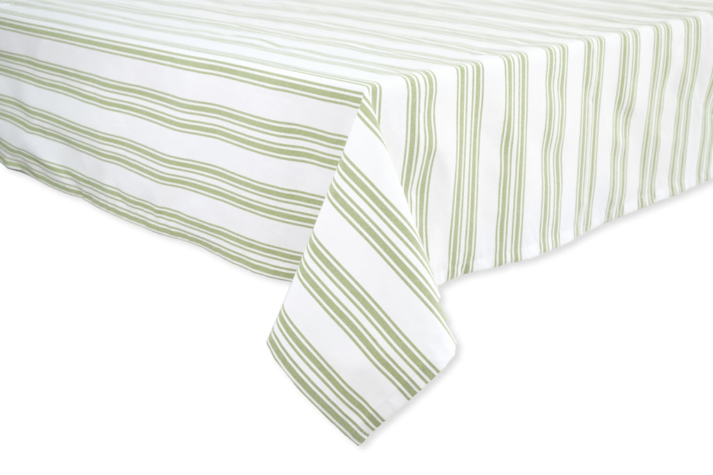 Green Stripe Cotton Tablecloth