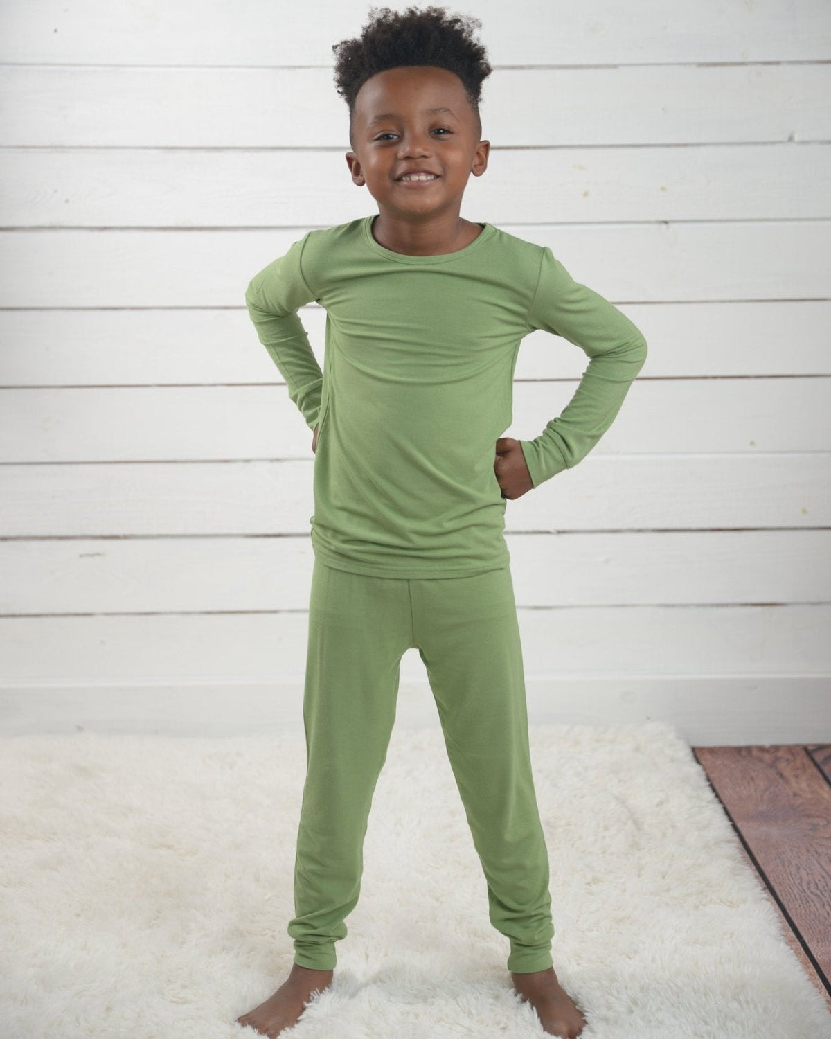 Green Two Piece PJs, Soft Bamboo Pajamas for Kids, Spring PJs, Boys PJ