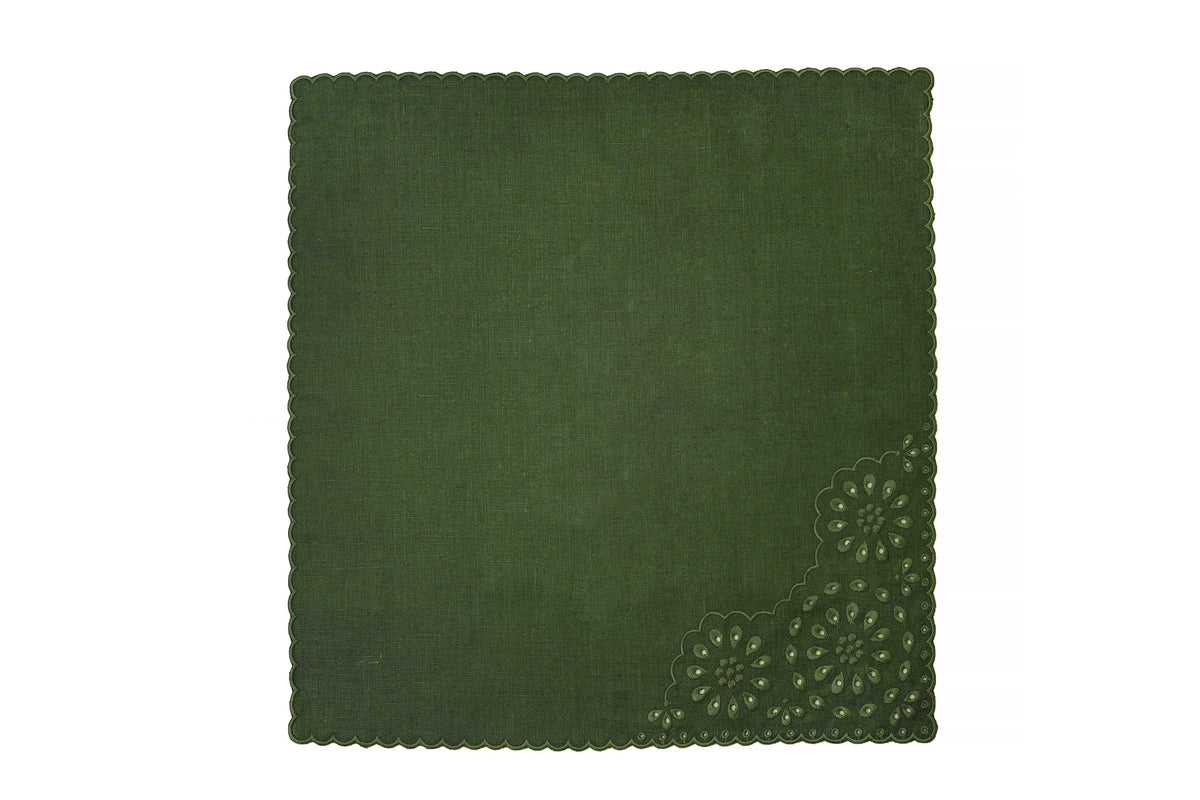 Green Eyelet Dinner Napkins (4) Tartan Chefanie 