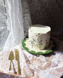 Hand-painted “Just Married” Scalloped Cake Plate