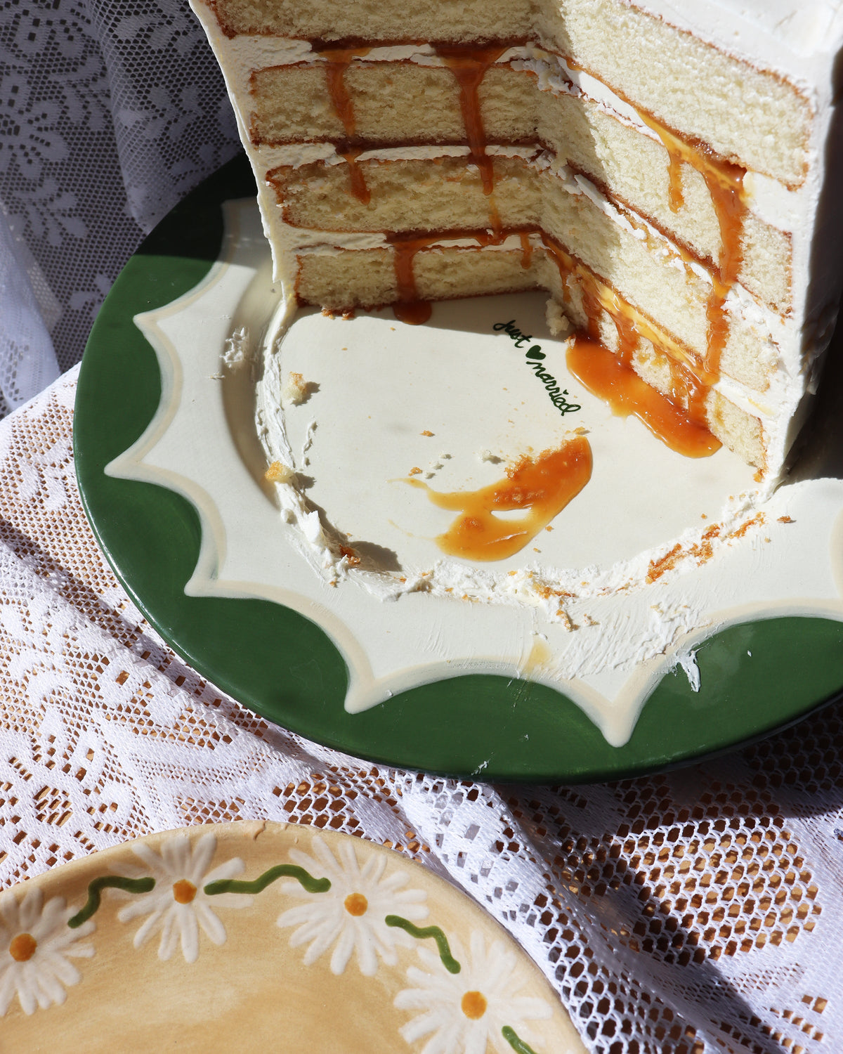 Hand-painted “Just Married” Scalloped Cake Plate