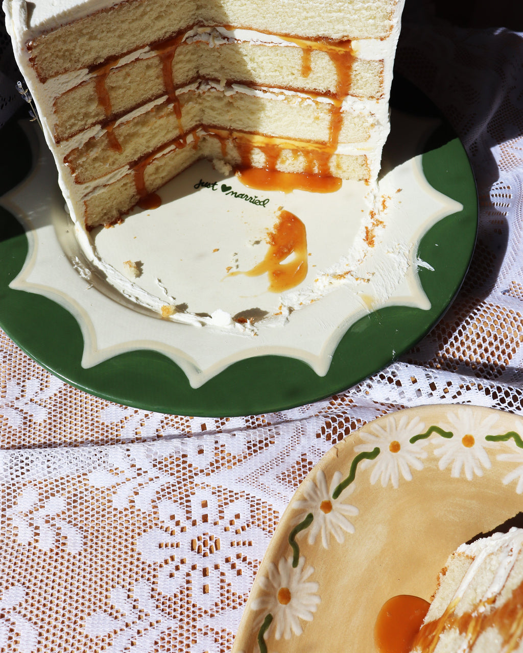 Hand-painted “Just Married” Scalloped Cake Plate
